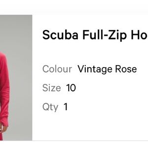 Lululemon Scuba Full Zip Hoodie Vintage Rose Size 10